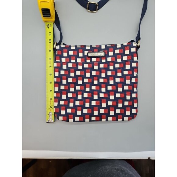 Tommy Hilfiger Red White & Blue Geo Print Crossbody Purse Gold Accent Hardware - Picture 2 of 7